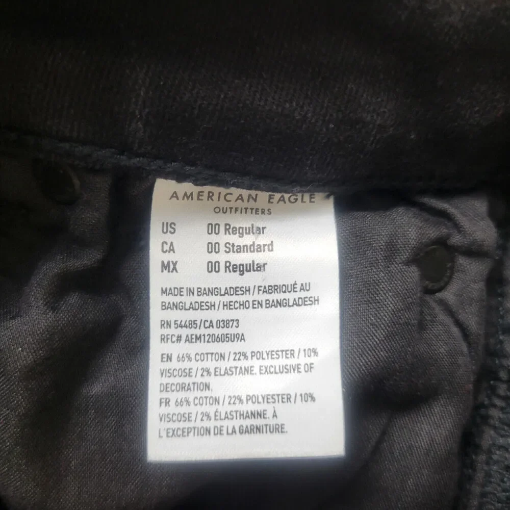 American Eagle Denim Mini Skirt Womens 00 Charcoal Destroyed‎ Raw Hem Distressed